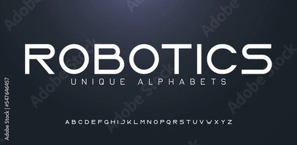 Fototapeta Elegant, minimal font. Alphabet letter fonts for tech. Typography modern style font set for logo, Poster, Banner. Vector typeface illustration.	