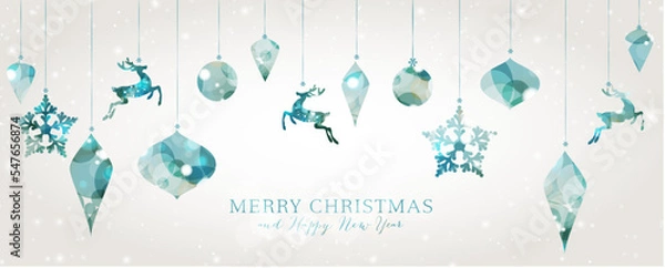 Obraz Christmas and New Year background with geometric elements	