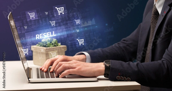 Fototapeta Businessman working on laptop concept