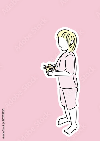 Obraz ハサミで紙を切る子ども