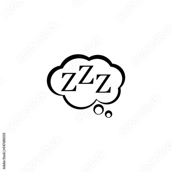 Fototapeta Sleeping, zzz or slumber in thought bubble isolated on white background