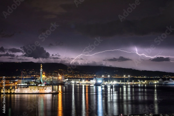 Obraz Fulmini con paesaggio urbano