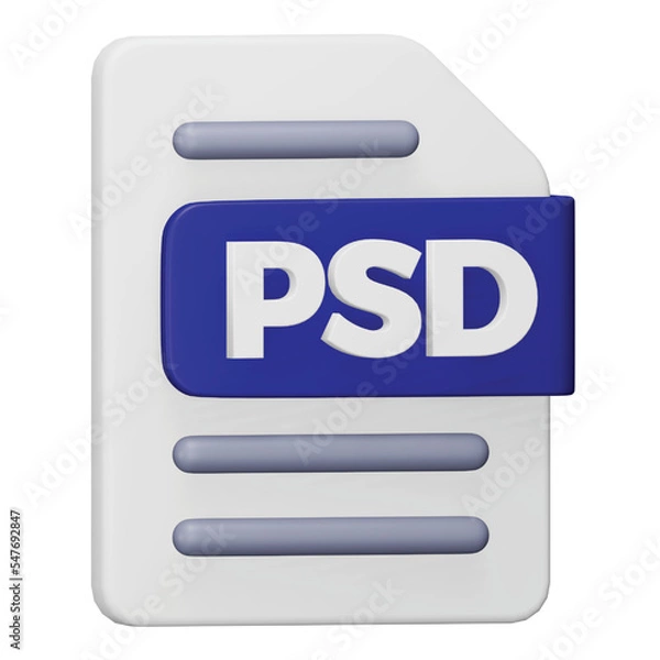 Obraz Psd file format 3d rendering isometric icon.