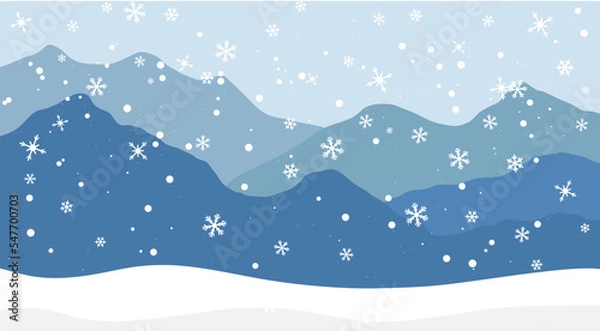 Fototapeta winter landscape with snow, Vector illustration: winter mountain landscape in the snow