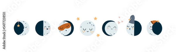 Fototapeta Cute moon phases