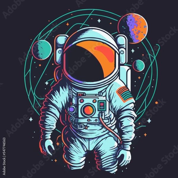 Fototapeta illustration of an Astronaut into the Space for Logo or Mascot