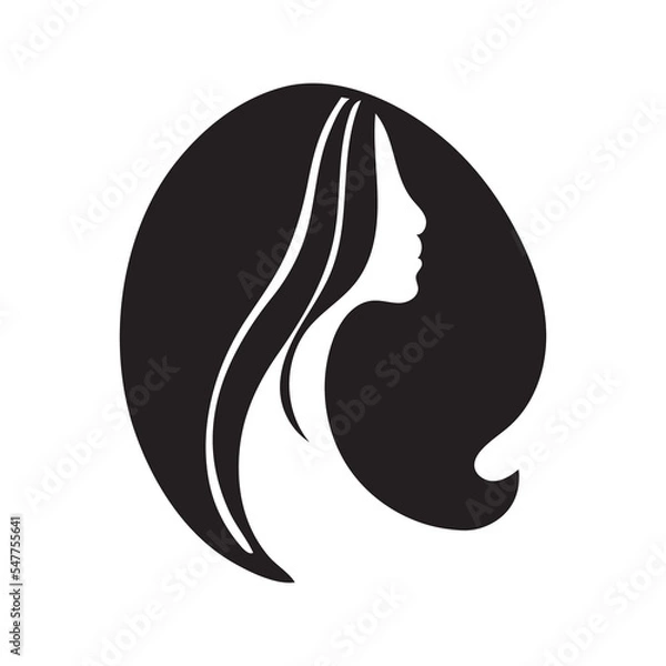 Obraz Vector silhouettes of girls' icons. Black editable vector graphics.
