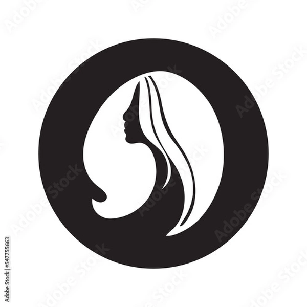 Obraz Vector silhouettes of girls' icons. Black editable vector graphics.