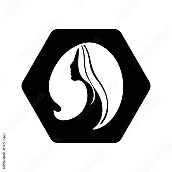 Obraz Vector silhouettes of girls' icons. Black editable vector graphics.