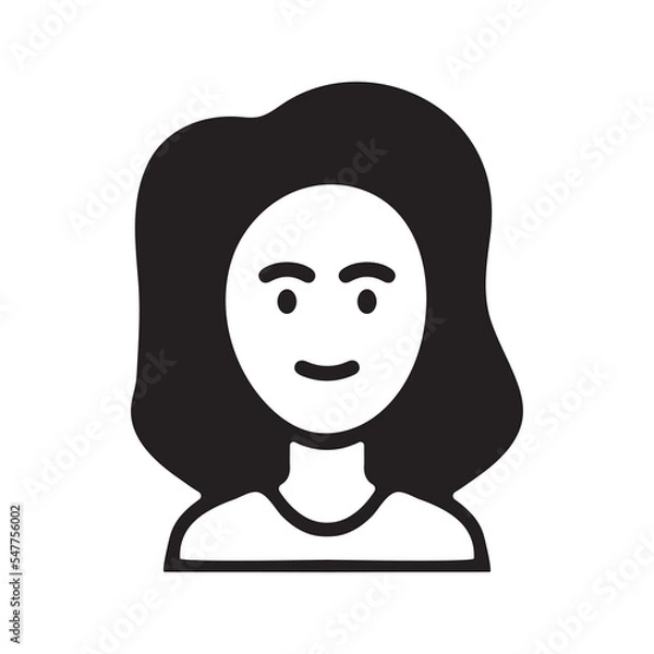 Obraz Women face simple icon. Editable black vector illustration.