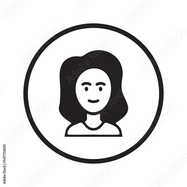 Obraz Women face simple icon. Editable black vector illustration.