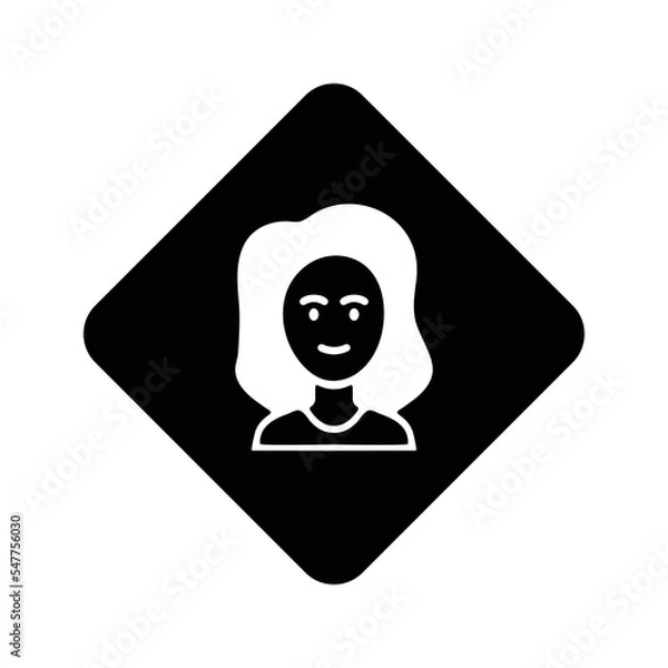 Obraz Women face simple icon. Editable black vector illustration.