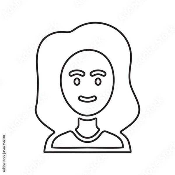Obraz Women face simple icon. Editable black vector illustration.