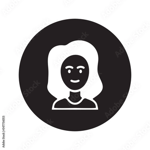 Obraz Women face simple icon. Editable black vector illustration.