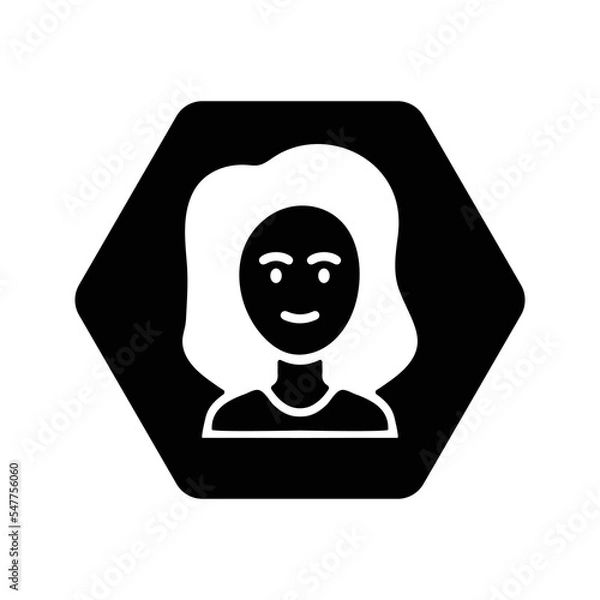 Obraz Women face simple icon. Editable black vector illustration.