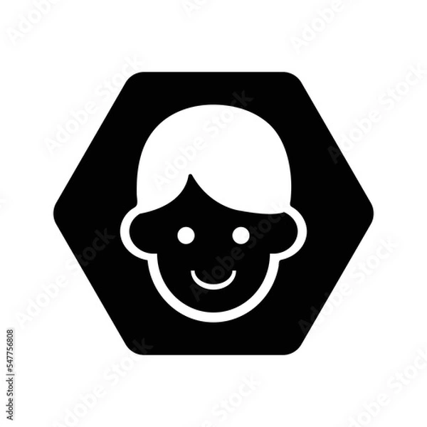 Obraz Woman Icon. Hair Vector design. Black editable vector graphics.