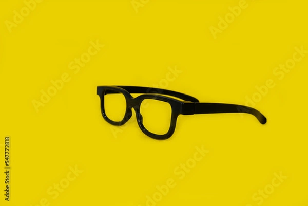 Fototapeta Glasses on a bright yellow background