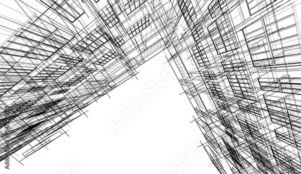 Fototapeta Modern architecture design 3d illustration 