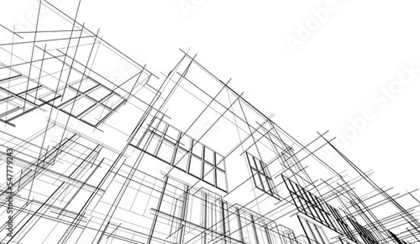 Fototapeta Modern architecture design 3d illustration 