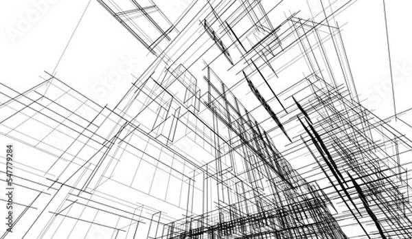 Fototapeta Modern architecture design 3d illustration 