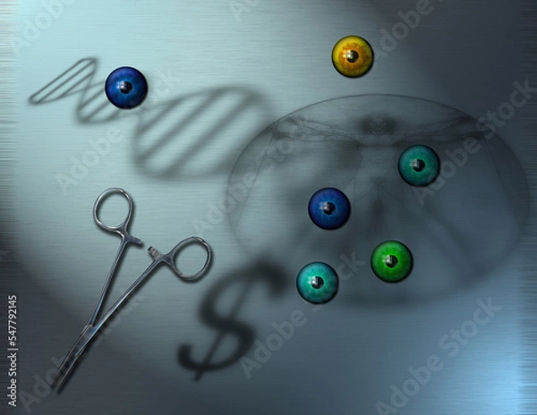 Fototapeta DNA strand and colorful eye balls