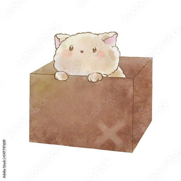 Obraz 捨て猫のイラスト(手描き水彩風)