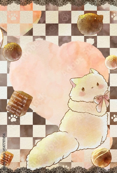 Obraz キュートなバレンタインメッセージカード
(猫&チョコレート)