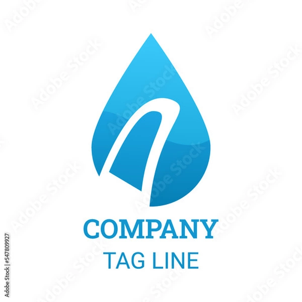 Fototapeta Logo Design Water Drop With Letter A Vector
