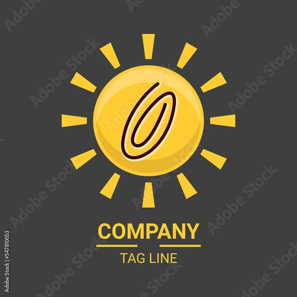 Fototapeta Sun Vector Logo Design With Circle In Center And Gray Background