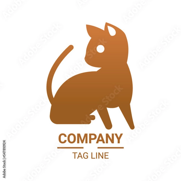 Fototapeta Simple Logo Design Vector Cat With White Background