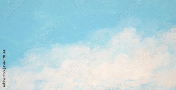Fototapeta Abstract blue and white acrylic painting on canvas texture banner background.