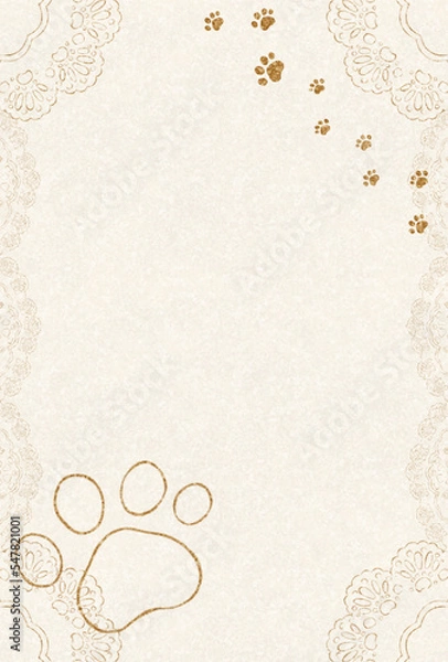 Obraz かわいい猫の肉球のレトロ風メッセージカード