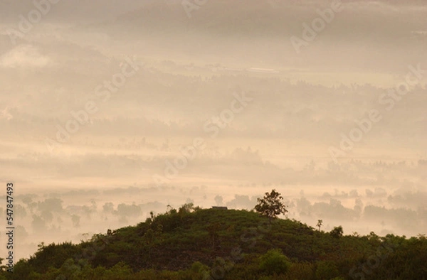Obraz Landscape with sunrise in a village in Pacitan near the south coast of Java Island, Indonesia