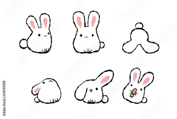 Obraz もちふわうさぎセット　ベクター　eps