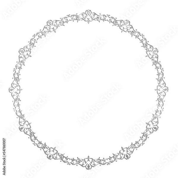 Fototapeta イラスト素材: レトロ、アンティーク、ビンテージのシルバーメタリックのフレーム。銀色の飾り罫オーナメント