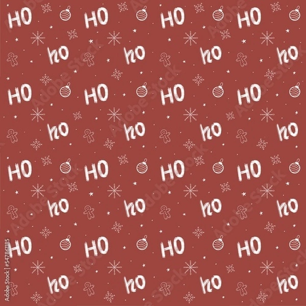 Obraz Hohoho Seamless Pattern With Snowflake Snowball. Seamless Texture For Christmas Design