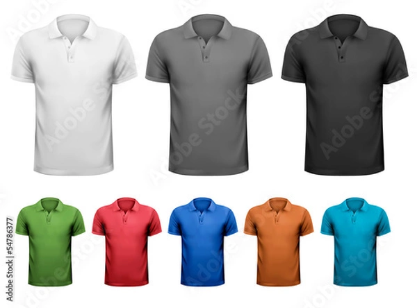 Fototapeta Black and white and color men t-shirts. Design template. Vector