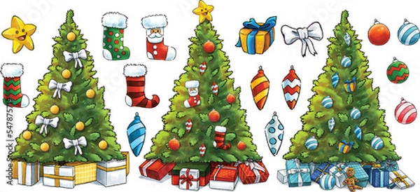 Obraz Isolated Christmas Tree with decorations