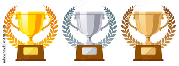 Obraz トロフィーと月桂冠　セット　イラスト素材