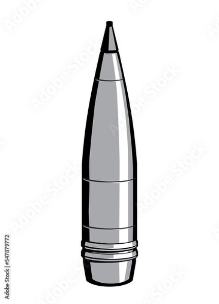 Obraz Ammunition. 155mm artillery shell. High explosive rounde. Isolated. Vector image for prints, poster and illustrations.