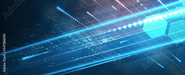 Fototapeta Quantum processing. Deep learning artificial intelligence. Future new technology  for business or science presentation