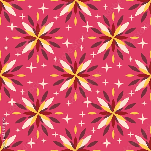 Fototapeta New Year's vector pattern, Happy New Year and Merry Christmas. Great for fabric, prints, postcards and banners