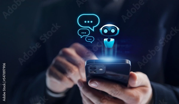 Fototapeta digital chatbot are assistant conversation for provide access to data growth of business in online network. The concept of online support and setting up operational support