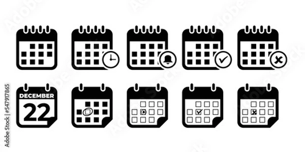 Fototapeta silhouette calendar icon, a simple flat design