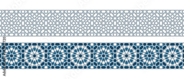 Obraz Set of borders of Islamic pattern for Ramadan greetings cards and templates. Vector illustration.