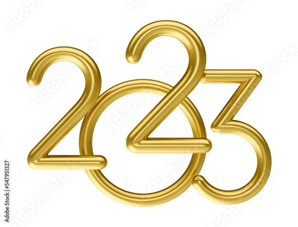 Fototapeta Number 2023 golden in 3d render illustration