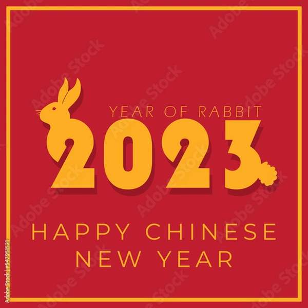 Fototapeta Happy chinese new year 2023 with rabbits, new year wish post, chinese new year background