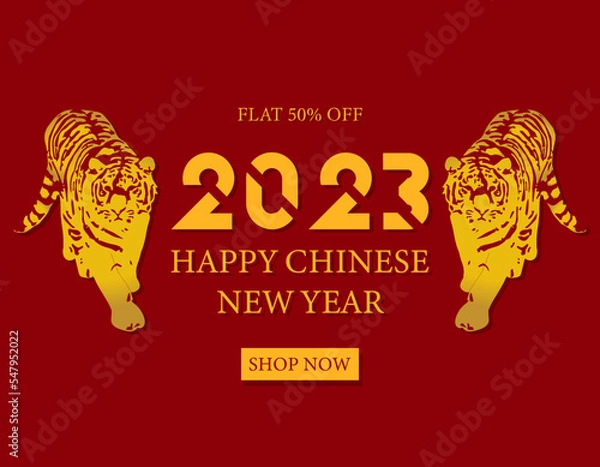 Fototapeta Happy chinese new year 2023, tiger year, website banner