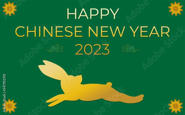 Fototapeta Happy chinese new year 2023 with rabbits, new year wish post, chinese new year background
