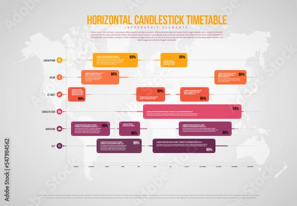 Obraz Horizontal Candlestick Timetable Infographic